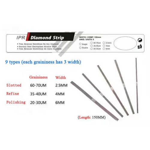 10本歯科精密20-70um 2.5-6mm歯科矯正IPRダイヤモンドストリップ医学砂片面
