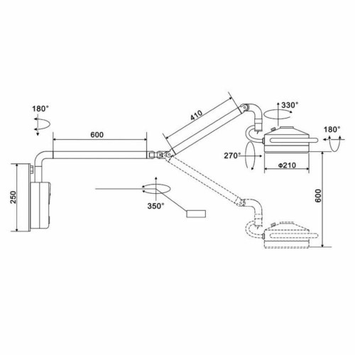 KWS® KD-2012D-3B歯科手術用LEDライト・照明器(土台付き、壁掛け式)