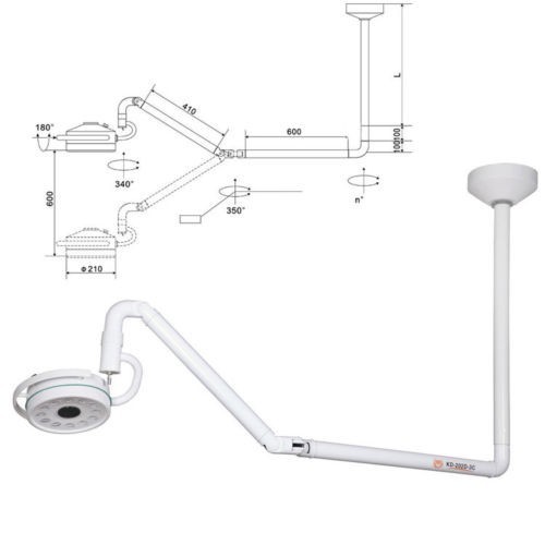 KWS® KD-2012D-3C歯科手術用LEDライト・照明器（土台付き、天井に取り付ける）