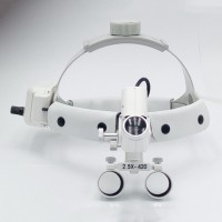 歯科外科手術医療用ヘッドルーペ 2.5X/3.5x ヘッドライト LED付き DY-106 ホワイト