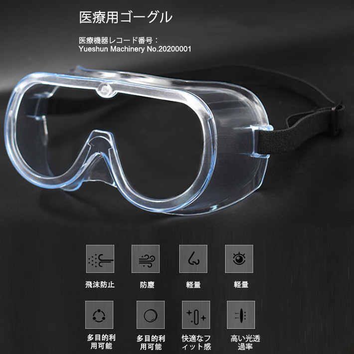 5Pcs 医療用ゴーグル 保護メガネ 曇り止め 防護用アイゴーグル