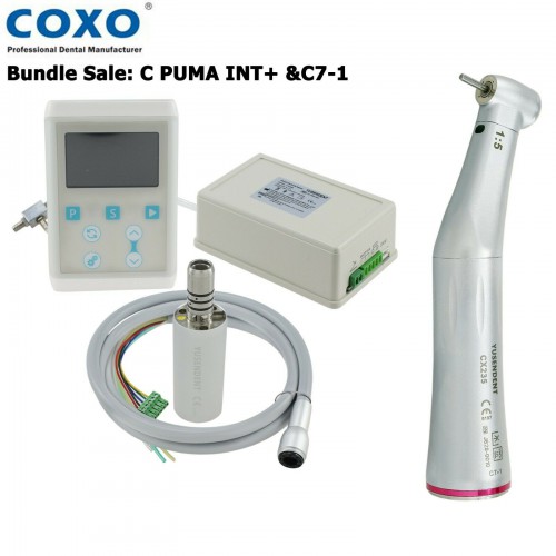 YUSENDENT COXO C-PUMA INT+ 電動LEDマイクロモーター + CX235C7-5 1:5光ファイバーコントラアングルハンドピース