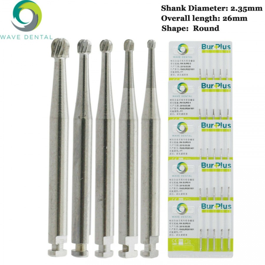 10Pcs Wave Dental 歯科用サージカルバー ラッチ式ラウンドヘッドカーバイドバー RA 2 4 5 6 8バー