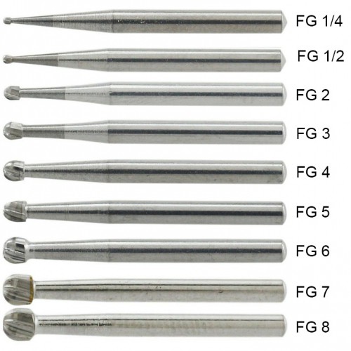 10Pcs 歯科用ラウンドヘッドカーバイドバー FG 1/4 1/2 1 2 3 4 5 6 7 8#