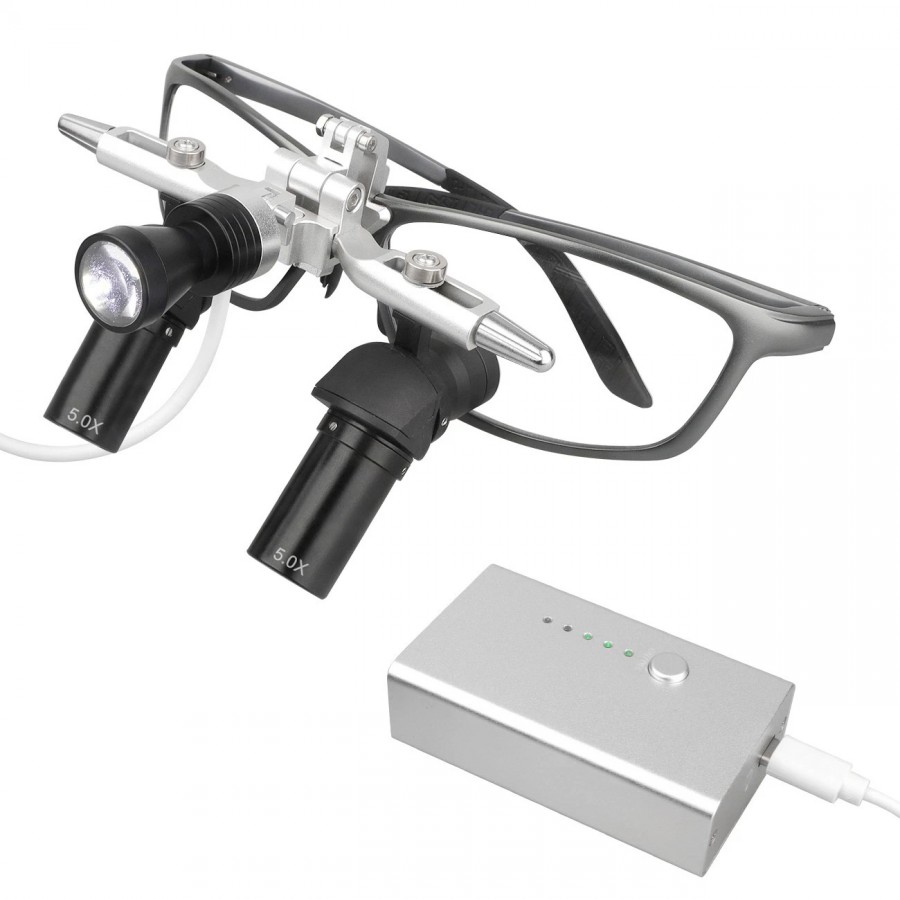5.0倍 歯科用エルゴルーペ(瞳孔間距離調整機能付き)+ 5W LEDヘッドライト