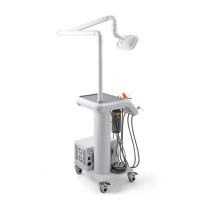 歯科用移動式診療用トレーテーブル（歯科用ランプ、エアコンプレッサー、ウッドペッカースケーラー、光重合器付き）