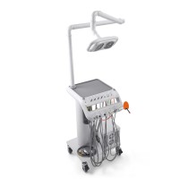 歯科用移動式診療用トレーテーブル（歯科用ランプ、エアコンプレッサー、ウッドペッカースケーラー、光重合器付き）