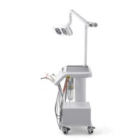 歯科用移動式診療用トレーテーブル（歯科用ランプ、エアコンプレッサー、ウッドペッカースケーラー、光重合器付き）