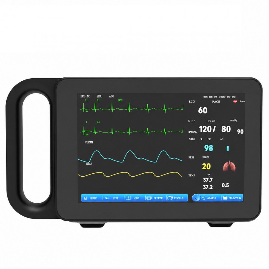 7インチタッチスクリーン搭載マルチパラメータ患者モニター（ECG/RESP/TEMP/NIBP/SpO2/PR）