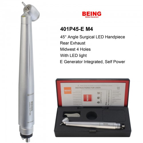 BEING 401P45-M4E 歯科用45度サージカルタービンハンドピース（4穴・LEDランプ付き）