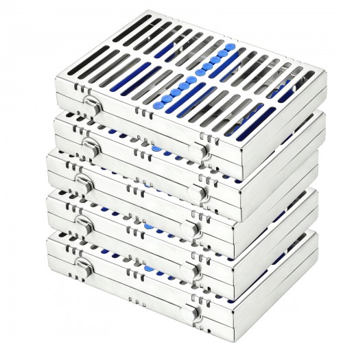 5点セット 歯科用ステンレス鋼インスツルメントカセット （1箱に歯科用器具10本を収納可能）