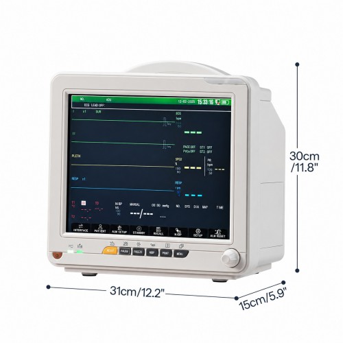 SINNOR SNP9000N 12インチ生体情報モニタ（6項目：心電図、呼吸、体温、非観血血圧、SpO2、脈拍）