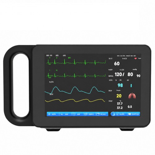 7インチタッチスクリーン搭載マルチパラメータ患者モニター（ECG/RESP/TEMP/NIBP/SpO2/PR）