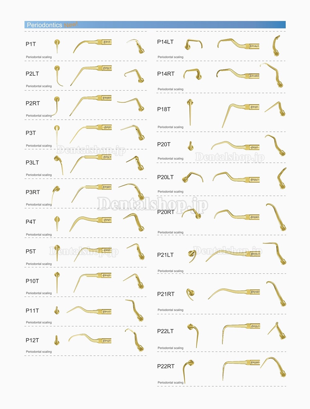 10Pcs Woodpecker 歯科用超音波スケーラーチップ 歯周治療 P1 P2L P2R P2LD P2RD P3 P3D P4 P4D