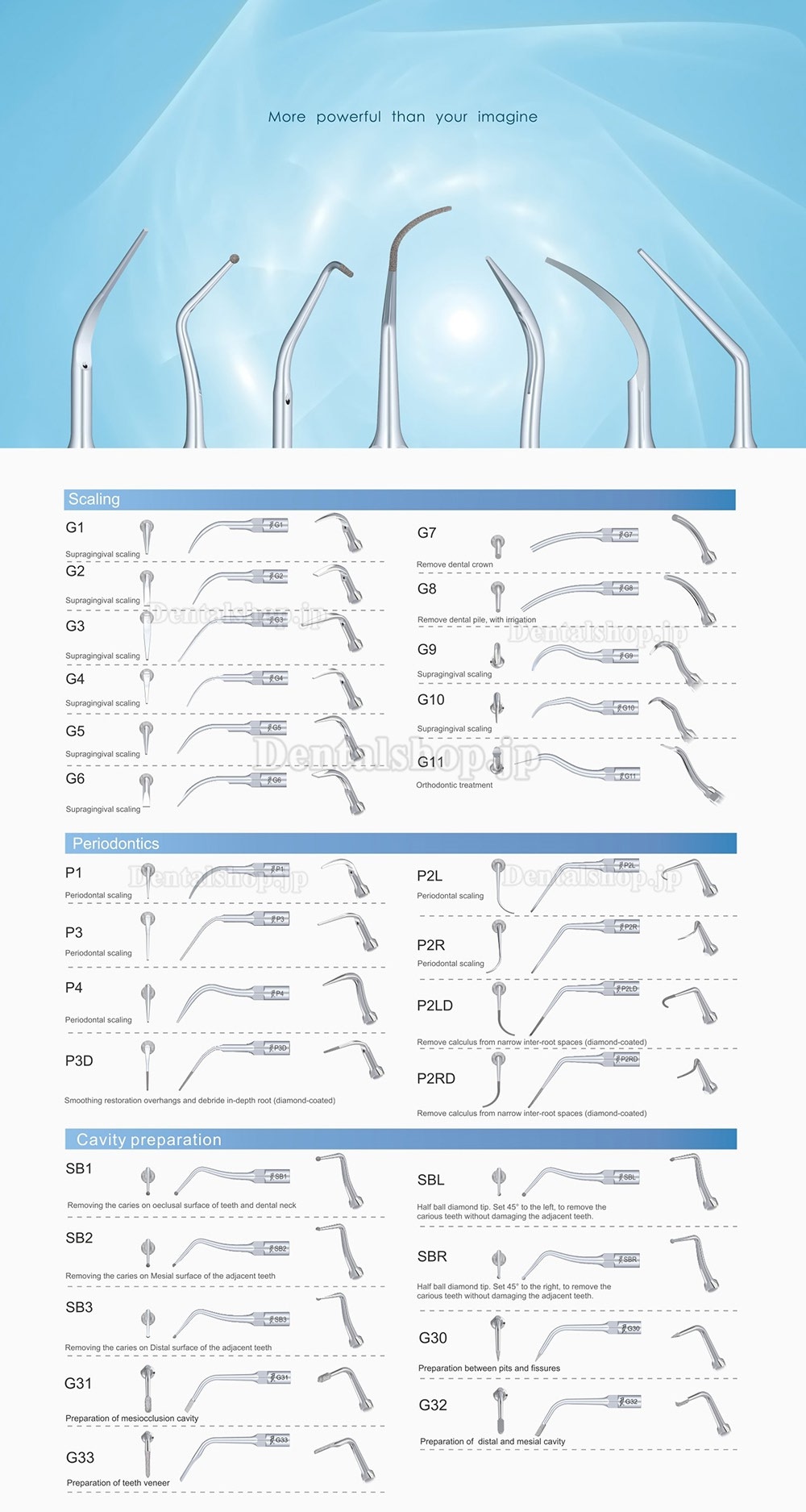 10Pcs Woodpecker 歯科用超音波スケーラーチップ 歯周治療 P1 P2L P2R P2LD P2RD P3 P3D P4 P4D