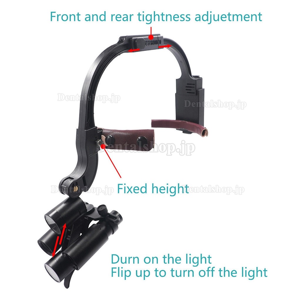 5X / 6X 歯科用双眼ルーペ (5W LEDヘッドライト+老眼メガネ付き)