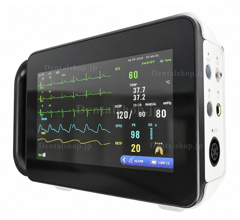 7インチタッチスクリーン搭載マルチパラメータ患者モニター（ECG/RESP/TEMP/NIBP/SpO2/PR）