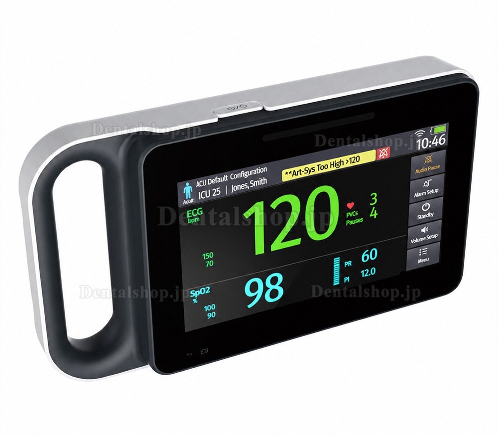 7インチタッチスクリーン搭載マルチパラメータ患者モニター（ECG/RESP/TEMP/NIBP/SpO2/PR）