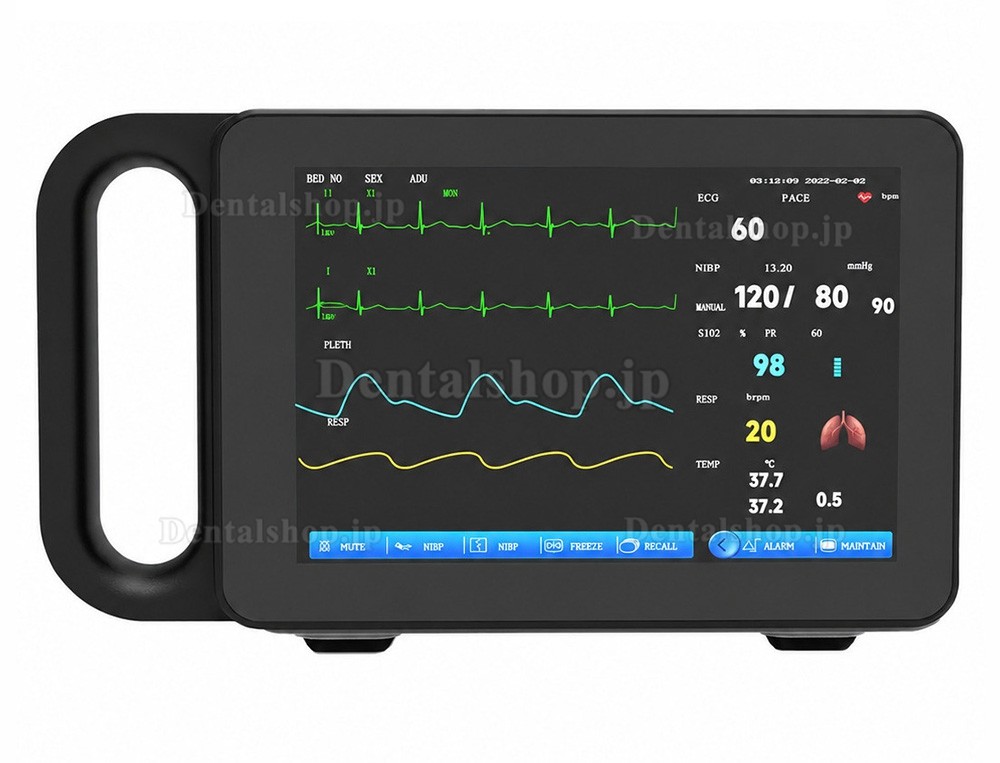 7インチタッチスクリーン搭載マルチパラメータ患者モニター（ECG/RESP/TEMP/NIBP/SpO2/PR）