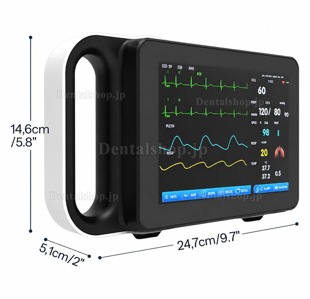 7インチタッチスクリーン搭載マルチパラメータ患者モニター（ECG/RESP/TEMP/NIBP/SpO2/PR）