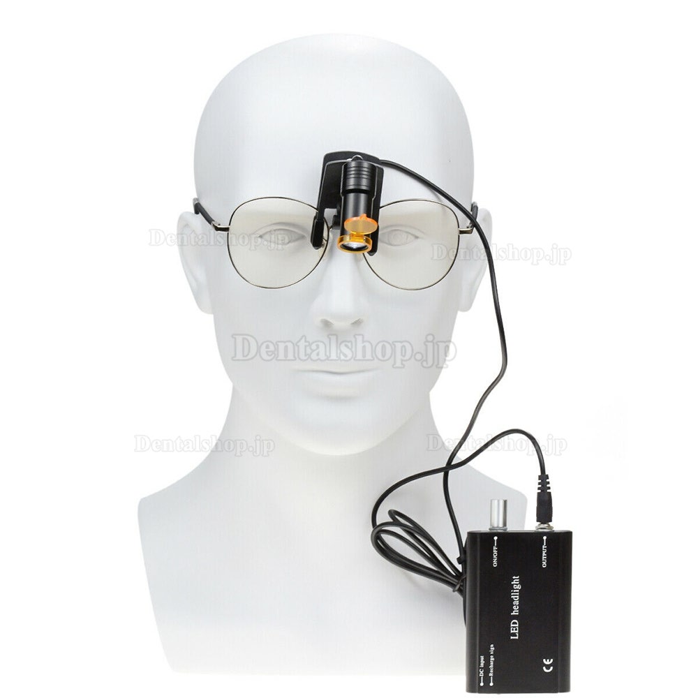 歯科用5Wクリップ式 LEDヘッドライト フィルター+メガネ用ベルトクリップ付き 黒