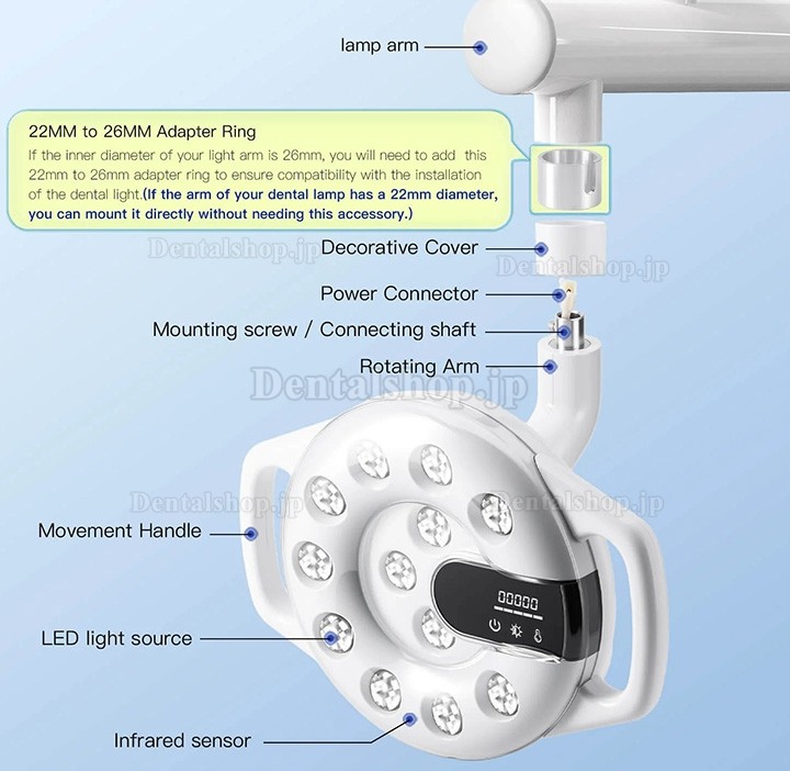 Bonin T12C 歯科治療用照明LEDライト(12個のLED電球)