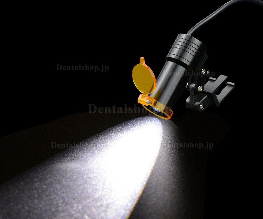 歯科用メタルクリップ式5W LEDヘッドライト+フィルター &ベルトクリップ 黒