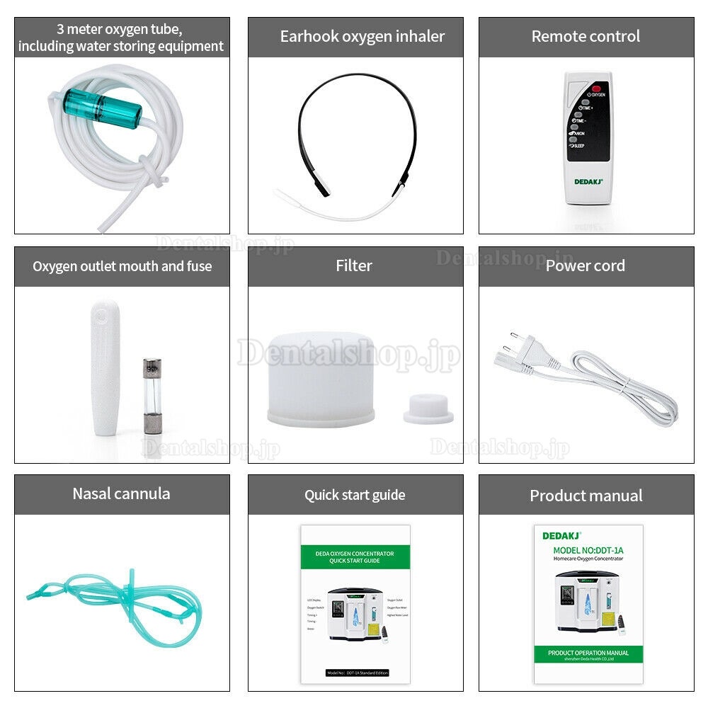 DEDAKJ DE-1A ポータブル家庭用酸素濃縮器 酸素発生器 1-6L/min 110V