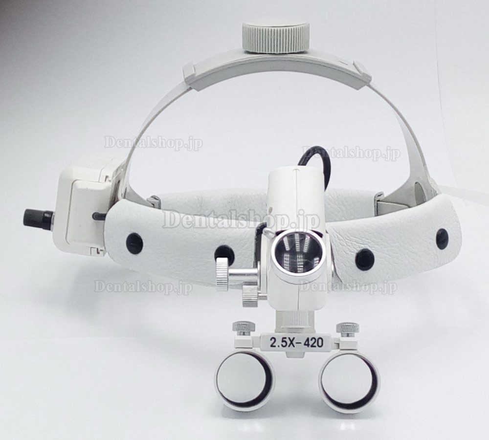歯科外科手術医療用ヘッドルーペ 2.5X/3.5x ヘッドライト LED付き DY-106 ホワイト