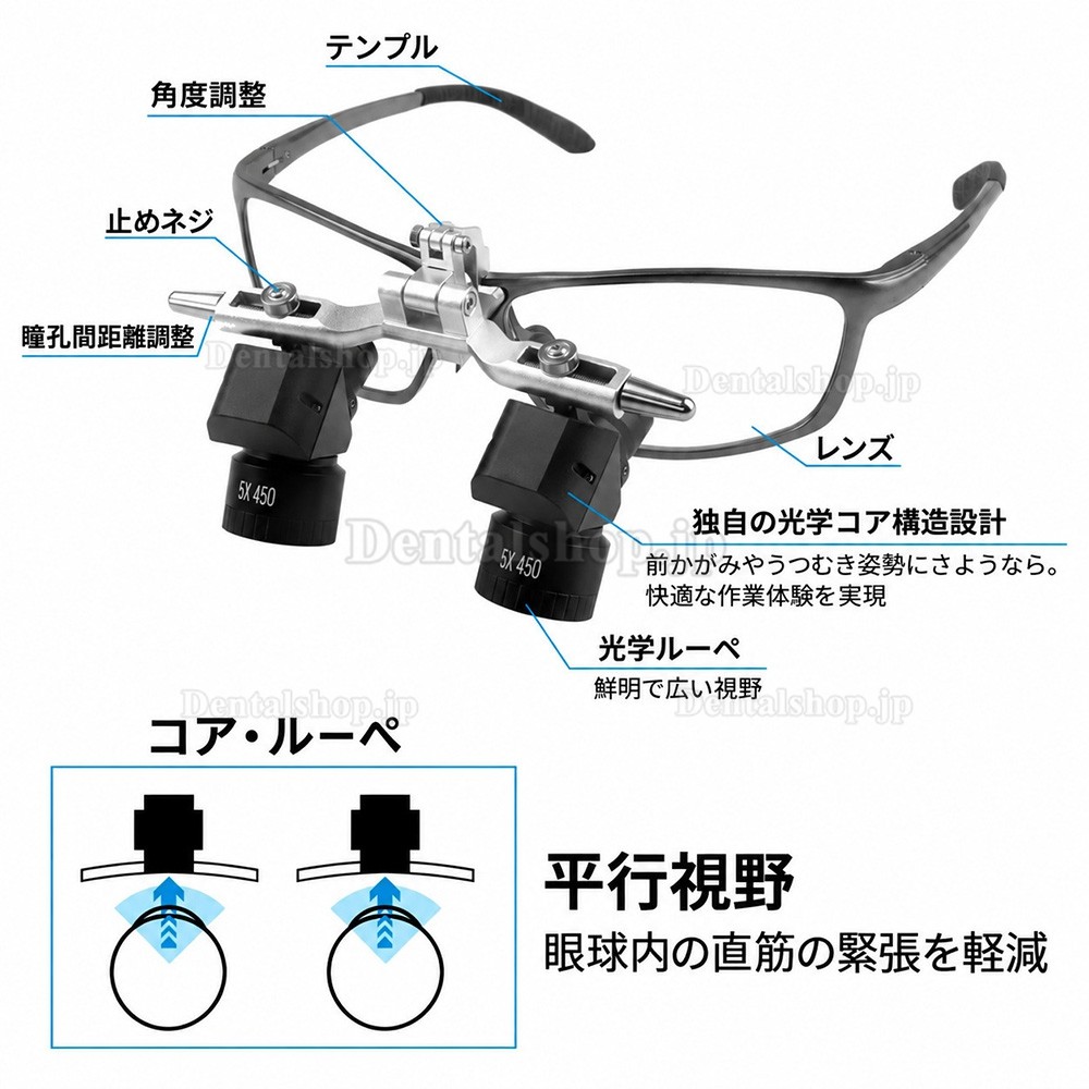 5.0倍 48° 歯科用エルゴ双眼ルーペ(5W LED歯科用ヘッドライト付き) 5.0倍 48° 歯科用エルゴ双眼ルーペ(5W LED歯科用ヘッドライト付き)