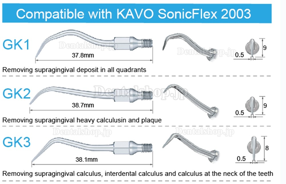 5Pcs Refine® 歯科用エアースケーラーチップ GK1 GK2 GK3 GK4 GK5 GK6 GK7 GK12 GK14 GK16 KAVO SONICflexスケーラーハンドピースに適用