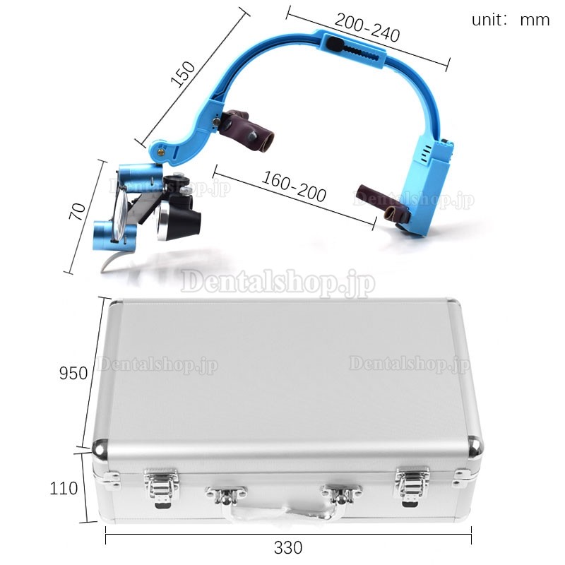 2.5/3.5X 歯科ヘッドバンド双眼ルーペ、5W LED ヘッドライト & 老眼メガネ付き