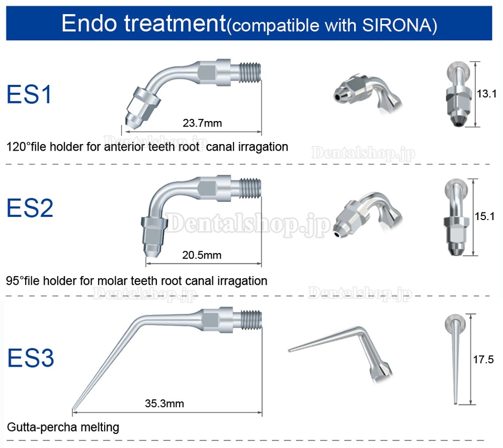 5Pcs Refine® 歯科用エアースケーラー根管チップ スケーラーチップ ES3D ES4D ES5D ES10D ES14 ES14D ES15 ES15D Sironaエアスケーラーに適用