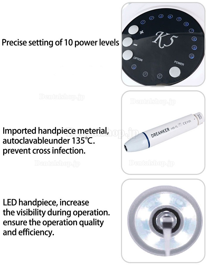 歯科超音波スケーラー圧電光ファイバーハンドピース スケーリングチップK5 LED