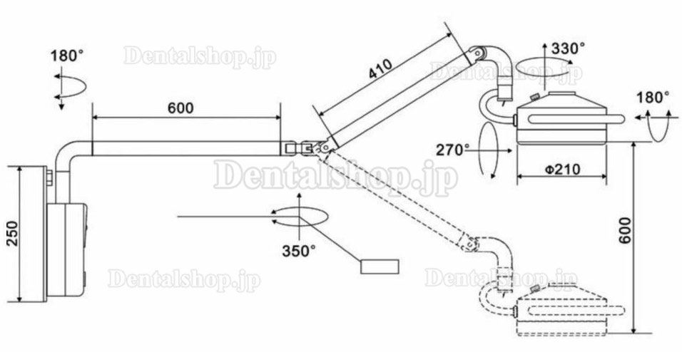 KWS® KD-2012D-3B歯科手術用LEDライト・照明器(土台付き、壁掛け式)