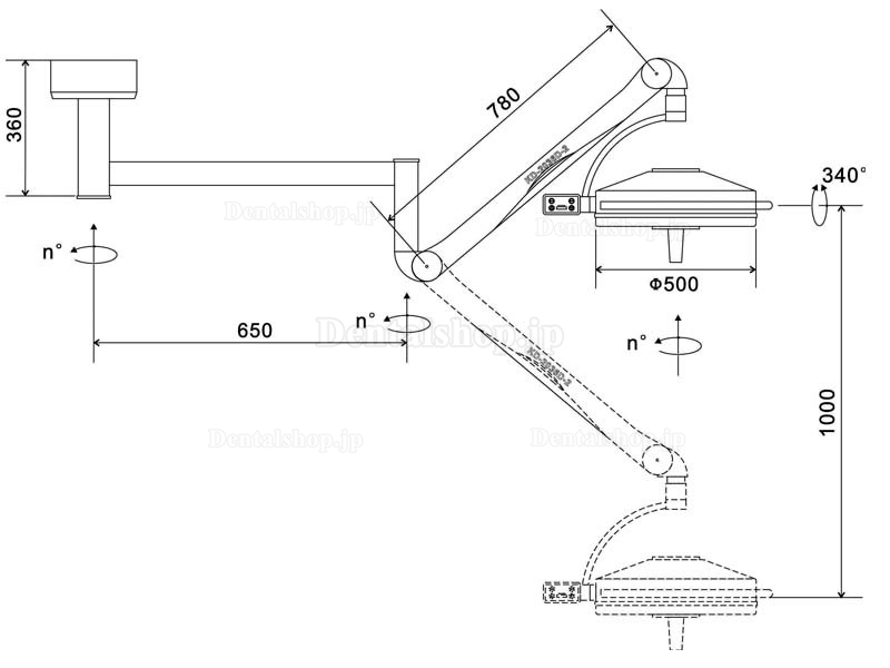 KD-2036D-1 36LED歯科医療用ライト手術用無影灯照度の深さ調整可能(天井取付け)