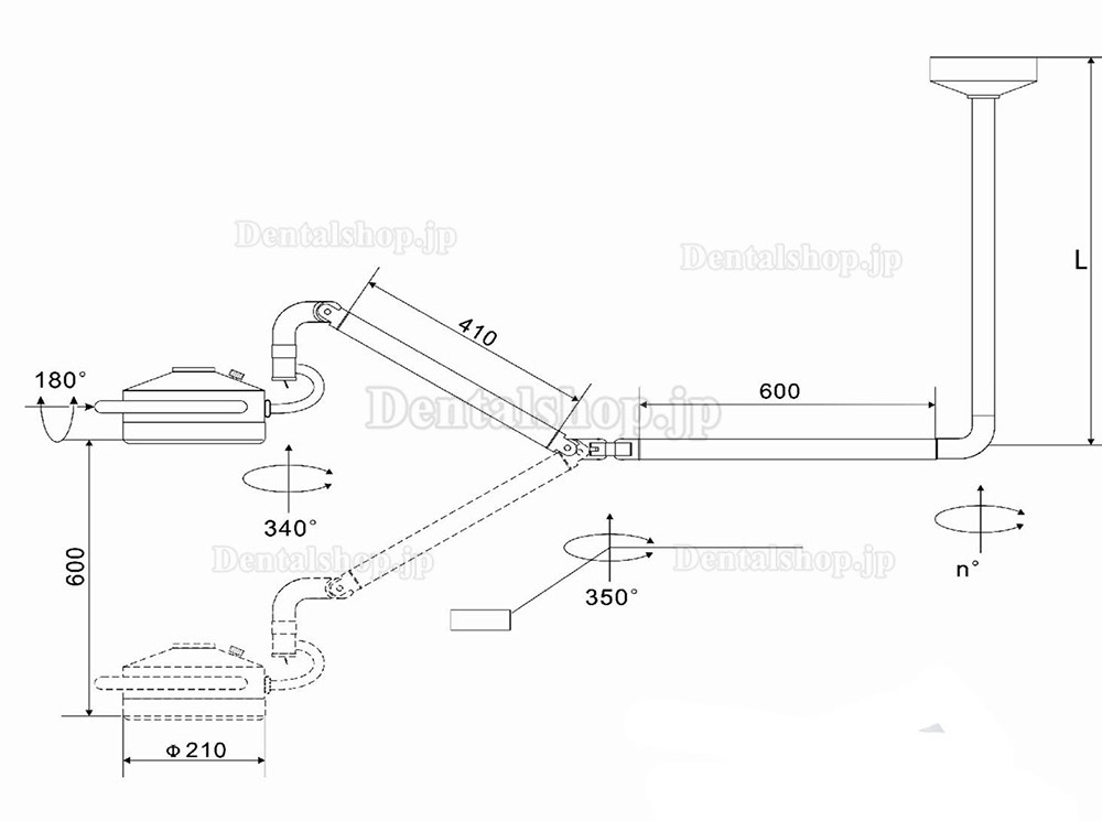 KWS® KD-2012D-3C歯科手術用LEDライト・照明器（土台付き、天井に取り付ける）