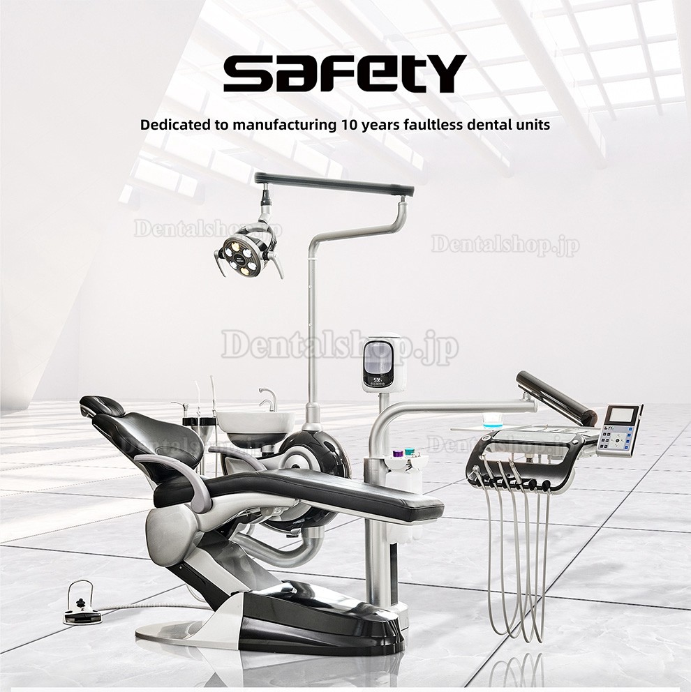 Safety® M2+ 高級シルバーブラックスタイル歯科用チェア治療ユニット (空気消毒器付き)