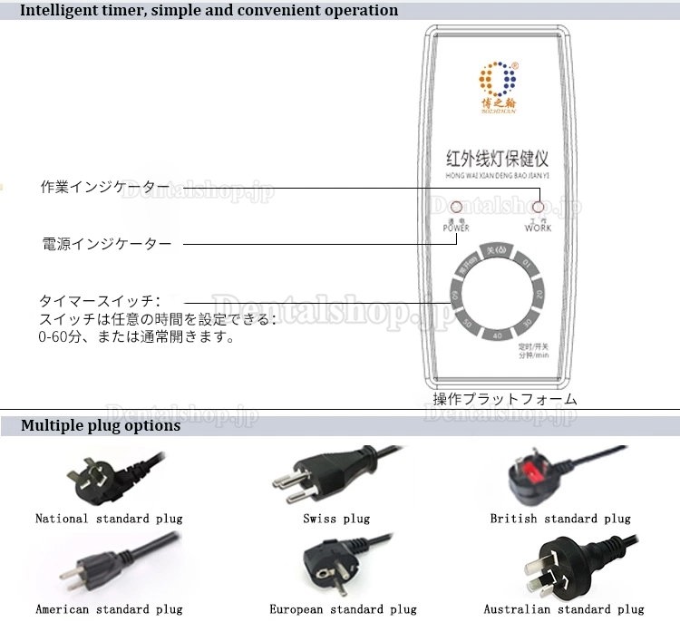 Bozhihan MH-LD 150W 赤外線加熱ランプ TDPランプ 理学療法機器