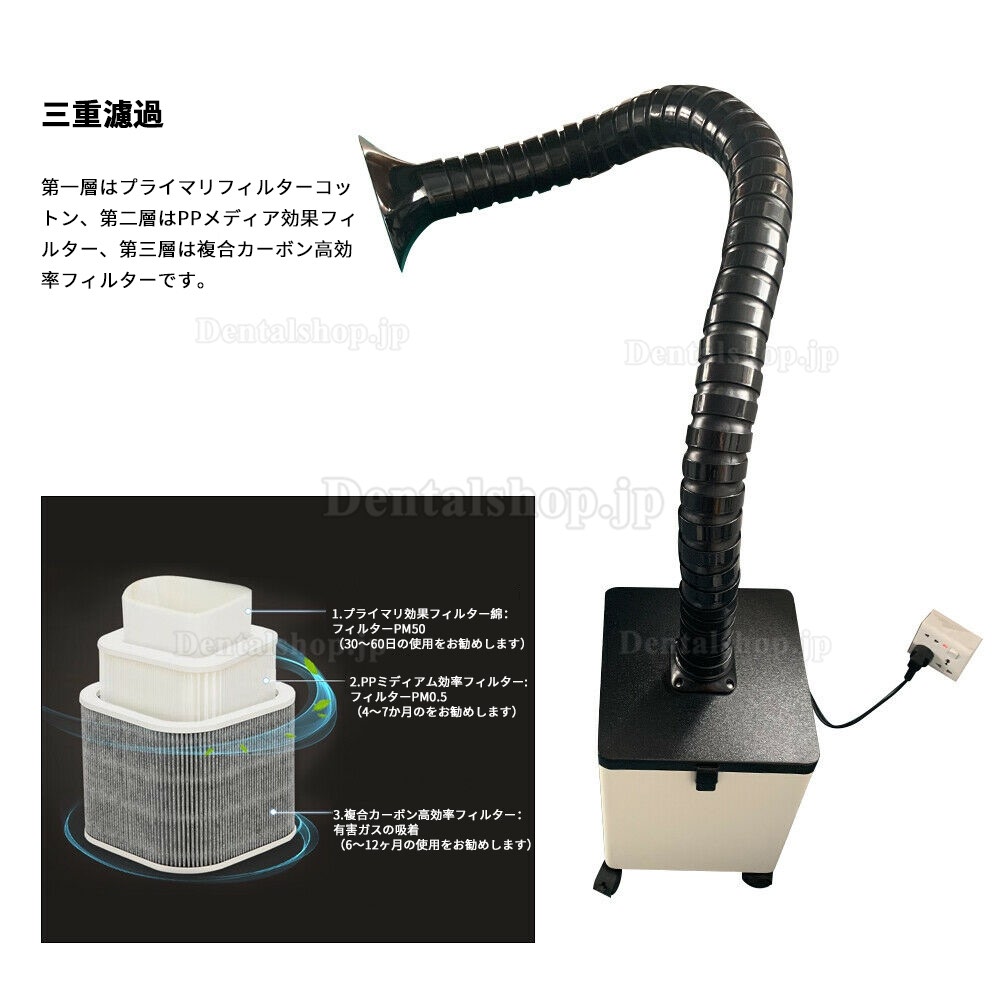 ポータブル 溶接ヒューム集煙機 ヒューム吸煙装置 はんだ煙アブソーバー 溶接ヒュームコレクター MS80 シングルヘッド