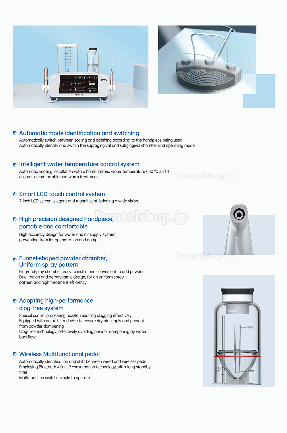 Refine PT X 2 in 1 歯科用超音波スケーラー 歯面清掃用ハンドピース付き