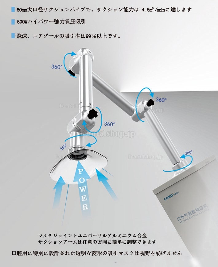 Yusendent COXO SC-V102 歯科用口腔外バキューム エアゾールサクションユニット 吸引ユニット + UV消毒