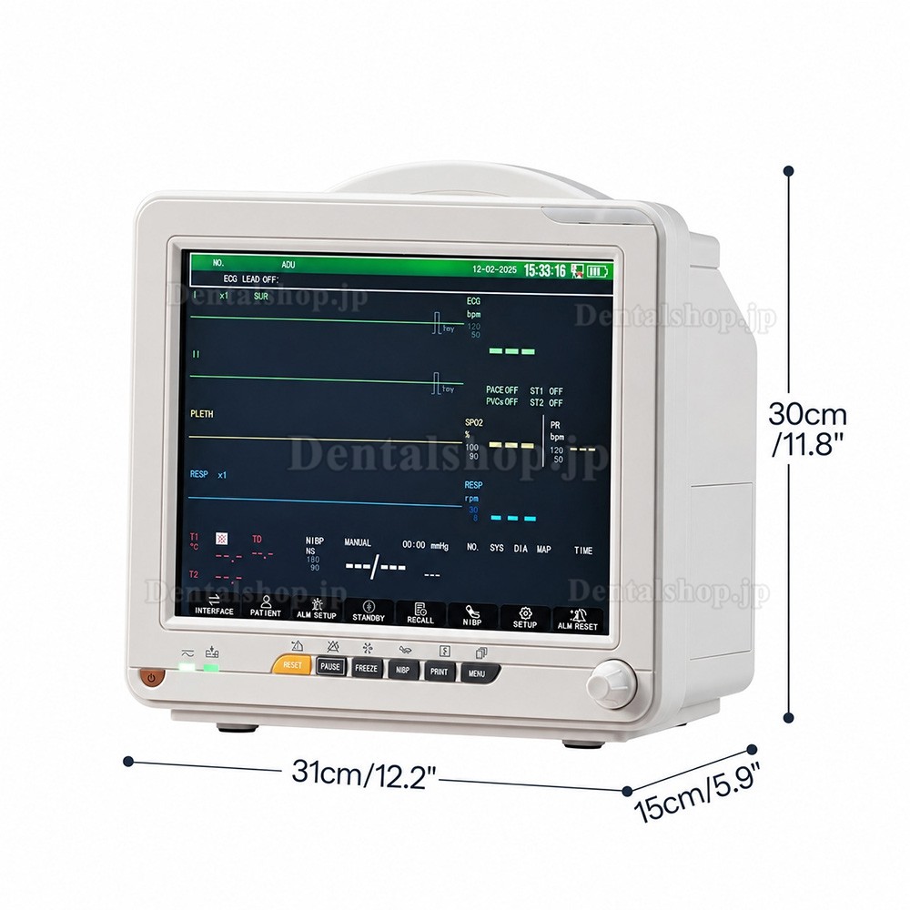 SINNOR SNP9000N 12インチ生体情報モニタ（6項目：心電図、呼吸、体温、非観血血圧、SpO2、脈拍）