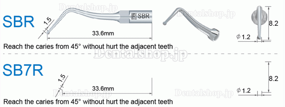 5Pcs Refine® 歯科用スケーラーチップ 齲蝕除去用チップ SB1 SB2 SB3 SB4 SB5 SBR SBL EMS Woodpecker スケーラーハンドピースに適用