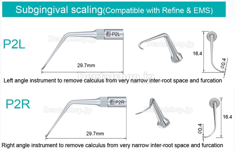 5Pcs Refine® 歯科用超音波スケーラー用チップ P2L P2R P2LD P2RD P5 P6 P7 P8 P10 P11 P12 P14L EMS Woodpeckerスケーラーに適用