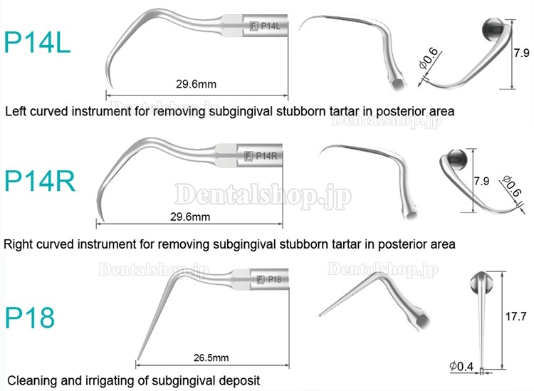 5Pcs Refine® 歯科用超音波スケーラー用チップ P2L P2R P2LD P2RD P5 P6 P7 P8 P10 P11 P12 P14L EMS Woodpeckerスケーラーに適用