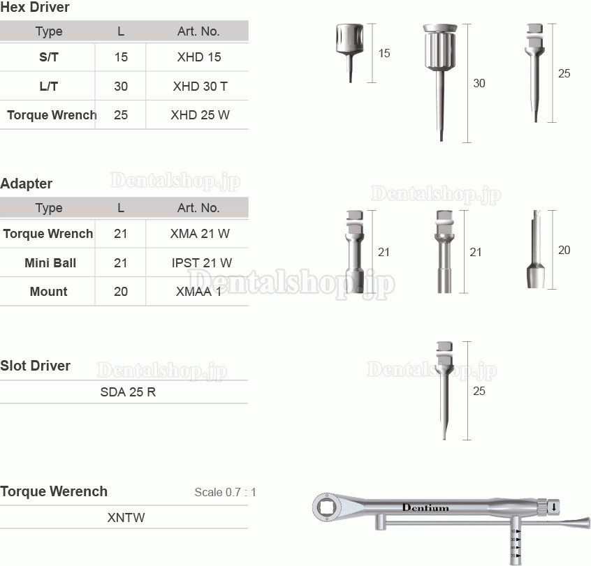 Dentium 歯科用補綴物器具キット インプラントXIP トルクレンチドライバー付き