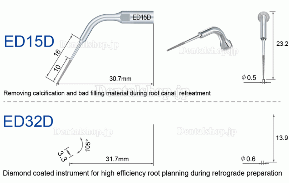 10Pcs Refine 歯科用超音波スケーラーチップ E3D E4D E5D E10D E11D E12D E14D E15D Woodpecker EMSと互換性あり