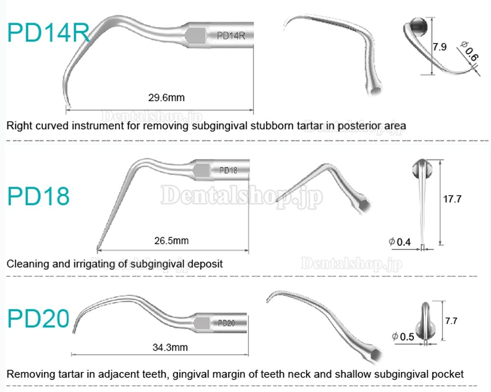 10Pcs Refine® 超音波スケーラーチップ PD2L PD2LD PD2R PD2RD PD5 PD6 PD7 PD8 PD10 SATELEC NSK DTE GNATUSと互換性あり