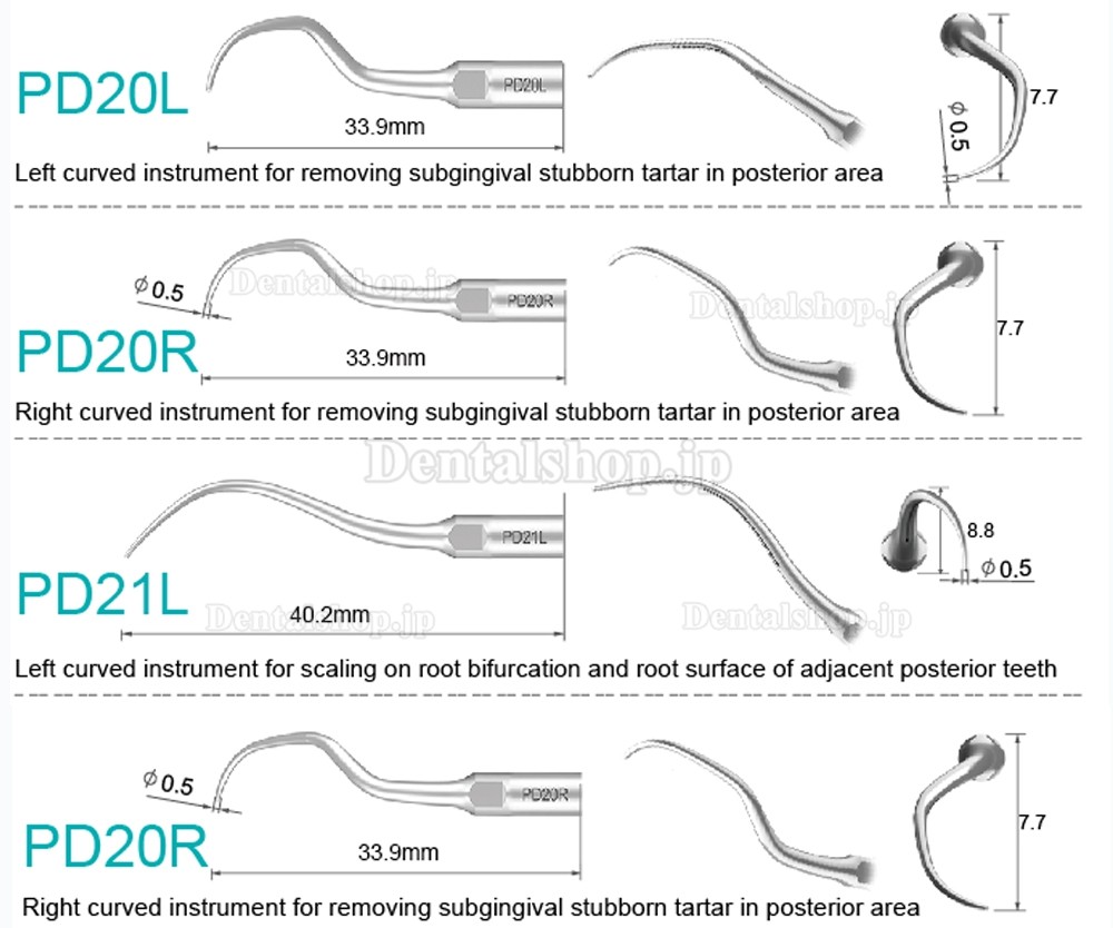 10Pcs Refine® 超音波スケーラーチップ PD2L PD2LD PD2R PD2RD PD5 PD6 PD7 PD8 PD10 SATELEC NSK DTE GNATUSと互換性あり